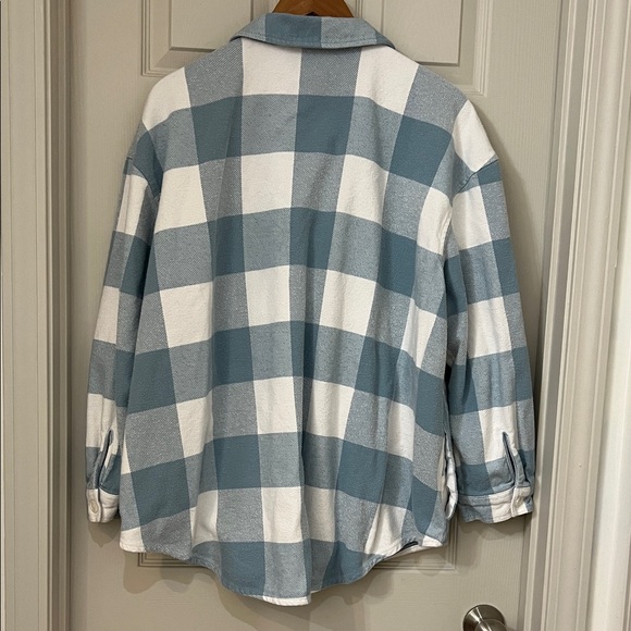 Lane Bryant Light Blue and White Checkered Shirt/ Shacket - Picture 3 of 3